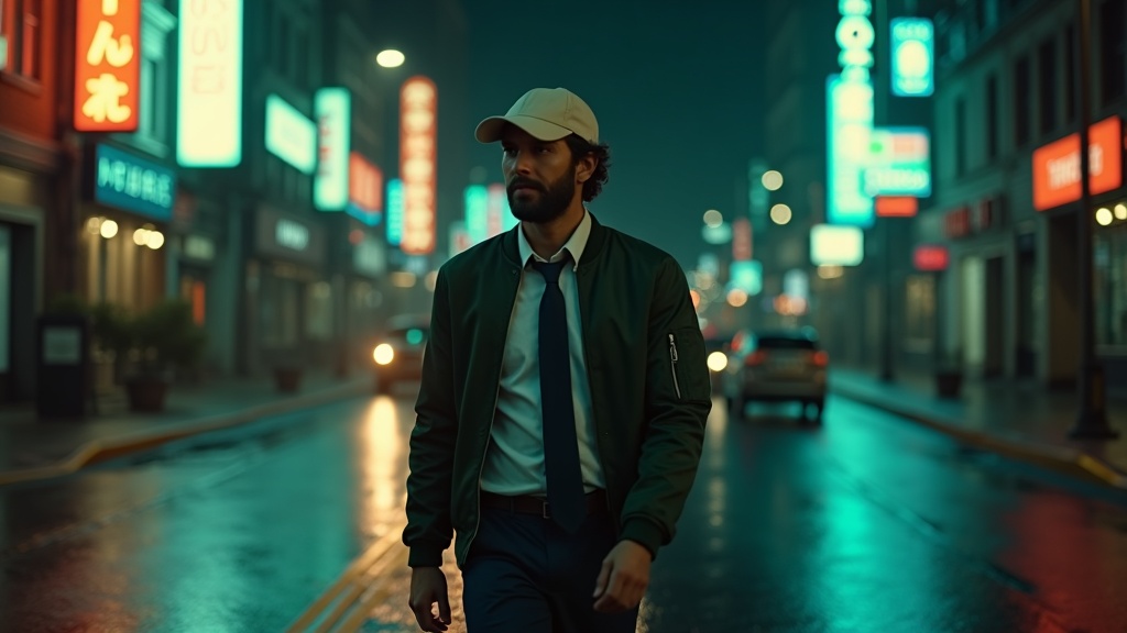 AI-directed neon street visual